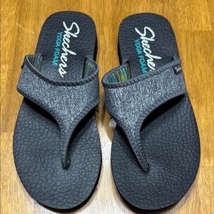 Skechers Gray Meditation Sandals with Cushioned Sole